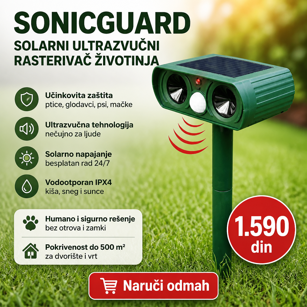 SonicGuard – Solarni ultrazvučni rasterivač životinja i štetočina ...