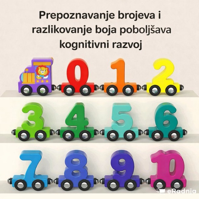 MagniTrain – Edukativni drveni magnetni vozić sa brojevima (0-10) - 2