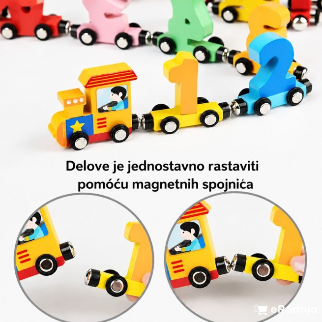 MagniTrain – Edukativni drveni magnetni vozić sa brojevima (0-10) - 3
