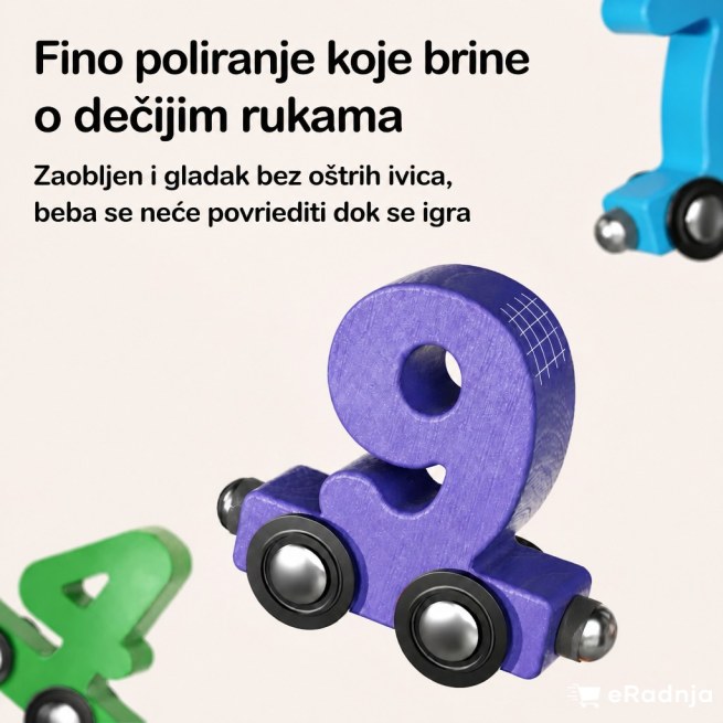 MagniTrain – Edukativni drveni magnetni vozić sa brojevima (0-10) - 4
