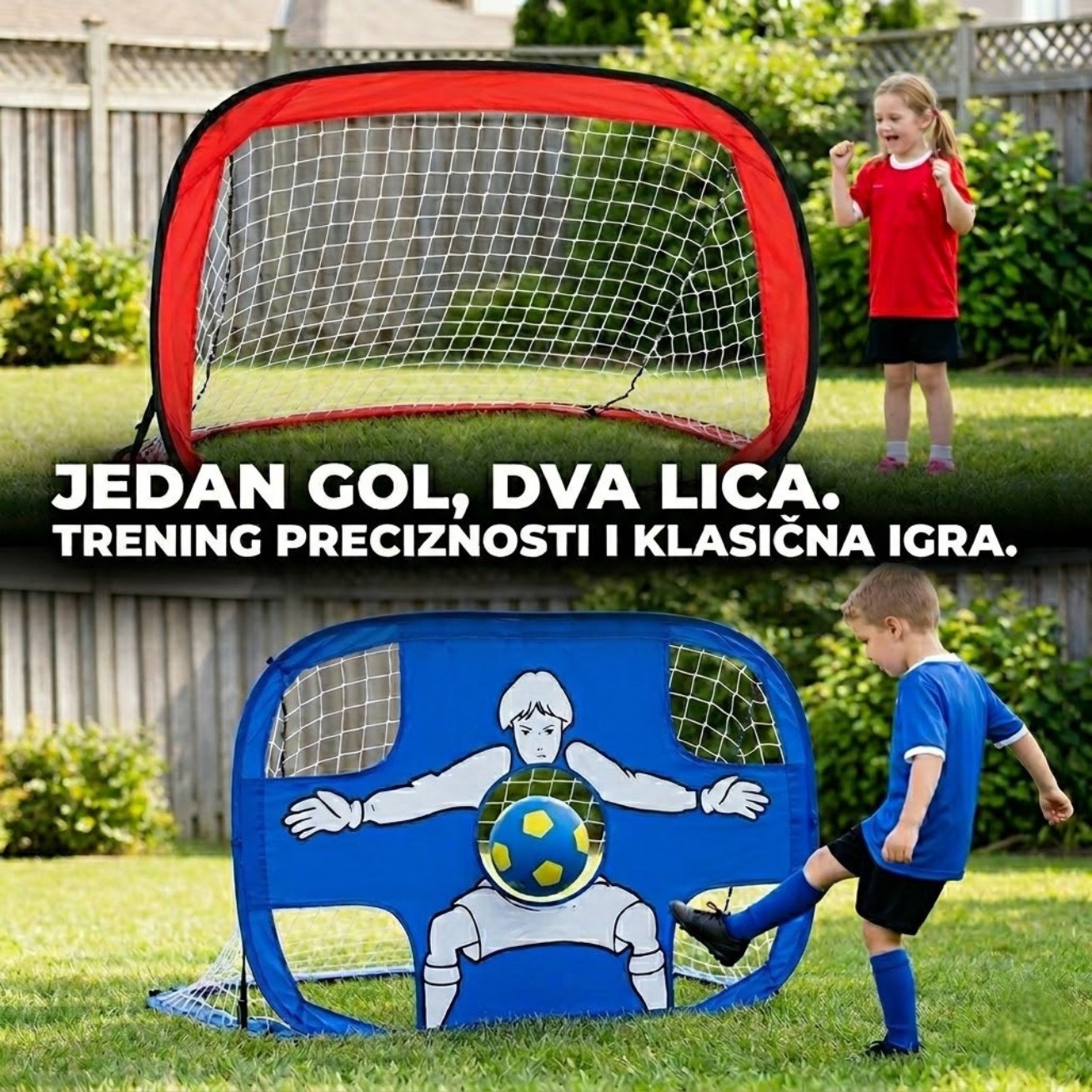 <b>PortableSoccer</b> 2-u-1 Prenosivi fudbalski gol sa metom za trening